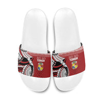 Mate Ma'a Tonga Rugby Kupesi Motifs Slide Sandals Red Waves LT7 Red - Polynesian Pride