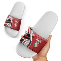 Mate Ma'a Tonga Rugby Kupesi Motifs Slide Sandals Red Waves LT7 - Polynesian Pride