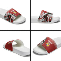 Mate Ma'a Tonga Rugby Kupesi Motifs Slide Sandals Red Waves LT7 - Polynesian Pride