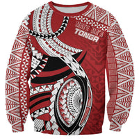 Mate Ma'a Tonga Rugby Custom Kupesi Motifs Sweatshirt Red Waves LT7 Unisex Red - Polynesian Pride