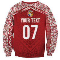 Mate Ma'a Tonga Rugby Custom Kupesi Motifs Sweatshirt Red Waves LT7 - Polynesian Pride