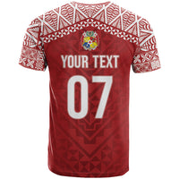 Mate Ma'a Tonga Rugby Custom Kupesi Motifs T Shirt Red Waves LT7 - Polynesian Pride