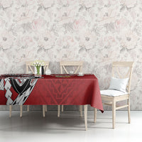 Mate Ma'a Tonga Rugby Kupesi Motifs Tablecloth Red Waves LT7 - Polynesian Pride