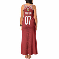 Mate Ma'a Tonga Rugby Custom Kupesi Motifs Tank Maxi Dress Red Waves LT7 - Polynesian Pride