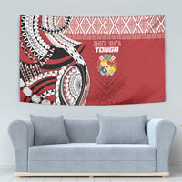 Mate Ma'a Tonga Rugby Kupesi Motifs Tapestry Red Waves LT7 - Polynesian Pride
