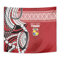 Mate Ma'a Tonga Rugby Kupesi Motifs Tapestry Red Waves LT7 - Polynesian Pride