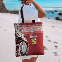 Mate Ma'a Tonga Rugby Kupesi Motifs Tote Bag Red Waves LT7 - Polynesian Pride