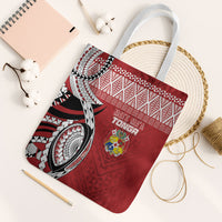 Mate Ma'a Tonga Rugby Kupesi Motifs Tote Bag Red Waves LT7 White Strap One Size Red - Polynesian Pride