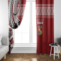 Mate Ma'a Tonga Rugby Kupesi Motifs Window Curtain Red Waves LT7 - Polynesian Pride