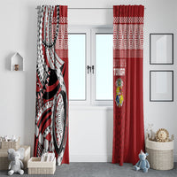 Mate Ma'a Tonga Rugby Kupesi Motifs Window Curtain Red Waves LT7 - Polynesian Pride