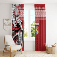 Mate Ma'a Tonga Rugby Kupesi Motifs Window Curtain Red Waves LT7 - Polynesian Pride