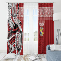 Mate Ma'a Tonga Rugby Kupesi Motifs Window Curtain Red Waves LT7 - Polynesian Pride
