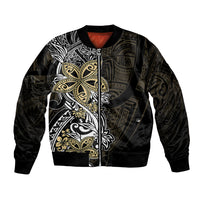Polynesian Pride Bomber Jacket Tiare With Plumeria Mix Style LT7 Unisex Cream - Polynesian Pride