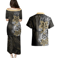 Polynesian Pride Couples Matching Puletasi Dress and Hawaiian Shirt Tiare With Plumeria Mix Style LT7 - Polynesian Pride