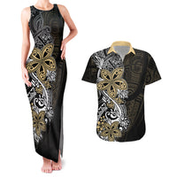 Polynesian Pride Couples Matching Tank Maxi Dress and Hawaiian Shirt Tiare With Plumeria Mix Style LT7 Cream - Polynesian Pride