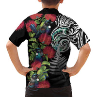 Meri Kirihimete New Zealand Family Matching Off Shoulder Short Dress and Hawaiian Shirt Tui on Pohutukawa