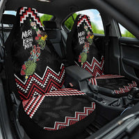 New Zealand Christmas Taniko Poutama Car Seat Cover Flora Map with Birds - Polynesian Pride