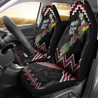 New Zealand Christmas Taniko Poutama Car Seat Cover Flora Map with Birds - Polynesian Pride