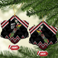 New Zealand Christmas Taniko Poutama Ceramic Ornament Flora Map with Birds - Polynesian Pride