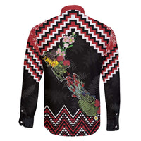 New Zealand Christmas Taniko Poutama Family Matching Off The Shoulder Long Sleeve Dress and Hawaiian Shirt Flora Map with Birds - Polynesian Pride