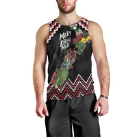 New Zealand Christmas Taniko Poutama Men Tank Top Flora Map with Birds - Polynesian Pride