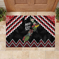 New Zealand Christmas Taniko Poutama Rubber Doormat Flora Map with Birds - Polynesian Pride