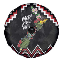 New Zealand Christmas Taniko Poutama Spare Tire Cover Flora Map with Birds - Polynesian Pride