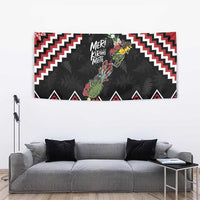 New Zealand Christmas Taniko Poutama Tapestry Flora Map with Birds - Polynesian Pride