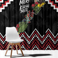 New Zealand Christmas Taniko Poutama Window Curtain Flora Map with Birds - Polynesian Pride