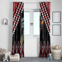 New Zealand Christmas Taniko Poutama Window Curtain Flora Map with Birds - Polynesian Pride