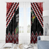 New Zealand Christmas Taniko Poutama Window Curtain Flora Map with Birds - Polynesian Pride