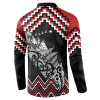 New Zealand Christmas Taniko Poutama Button Sweatshirt Mountainscape Maori Fern - Polynesian Pride