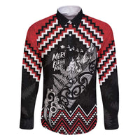 New Zealand Christmas Taniko Poutama Family Matching Off The Shoulder Long Sleeve Dress and Hawaiian Shirt Mountainscape Maori Fern - Polynesian Pride