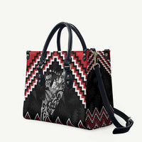 New Zealand Christmas Taniko Poutama Leather Bag Mountainscape Maori Fern LT7 Black - Polynesian Pride