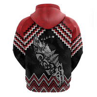 New Zealand Christmas Taniko Poutama Zip Hoodie Mountainscape Maori Fern - Polynesian Pride