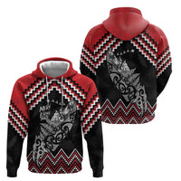 New Zealand Christmas Taniko Poutama Zip Hoodie Mountainscape Maori Fern - Polynesian Pride