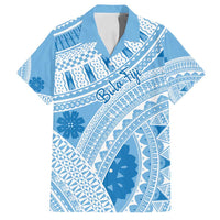 Bula Fiji Classic Masi Tapa Family Matching Off Shoulder Maxi Dress and Hawaiian Shirt Turquoise - Polynesian Pride