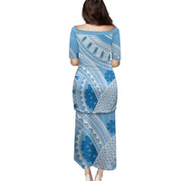 Bula Fiji Classic Masi Tapa Family Matching Puletasi and Hawaiian Shirt Turquoise - Polynesian Pride