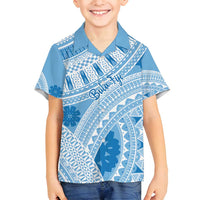 Bula Fiji Classic Masi Tapa Family Matching Summer Maxi Dress and Hawaiian Shirt Turquoise - Polynesian Pride