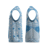 Bula Fiji Classic Masi Tapa Christmas Knitted V-Neck Vest Turquoise - Polynesian Pride