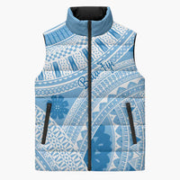 Bula Fiji Classic Masi Tapa Sleeveless Puffer Jacket Turquoise - Polynesian Pride