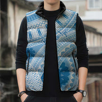 Bula Fiji Classic Masi Tapa Sleeveless Puffer Jacket Turquoise - Polynesian Pride