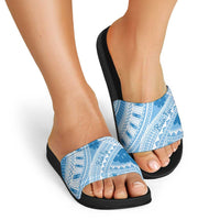 Bula Fiji Classic Masi Tapa Slide Sandals Turquoise - Polynesian Pride