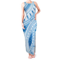 Bula Fiji Classic Masi Tapa Tank Maxi Dress Turquoise - Polynesian Pride