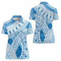 Bula Fiji Classic Masi Tapa Women Polo Shirt Turquoise - Polynesian Pride