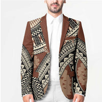 Bula Fiji Classic Masi Tapa Blazer Vintage Brown - Polynesian Pride