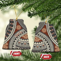 Bula Fiji Classic Masi Tapa Ceramic Ornament Vintage Brown - Polynesian Pride