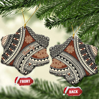 Bula Fiji Classic Masi Tapa Ceramic Ornament Vintage Brown - Polynesian Pride