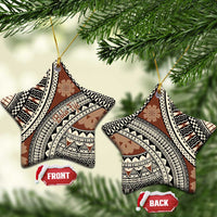 Bula Fiji Classic Masi Tapa Ceramic Ornament Vintage Brown - Polynesian Pride