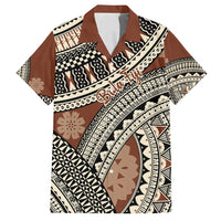 Bula Fiji Classic Masi Tapa Family Matching Tank Maxi Dress and Hawaiian Shirt Vintage Brown - Polynesian Pride